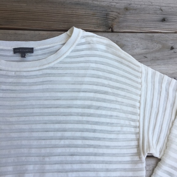 Vince Camuto White Striped Sweater - Picture 3 of 7